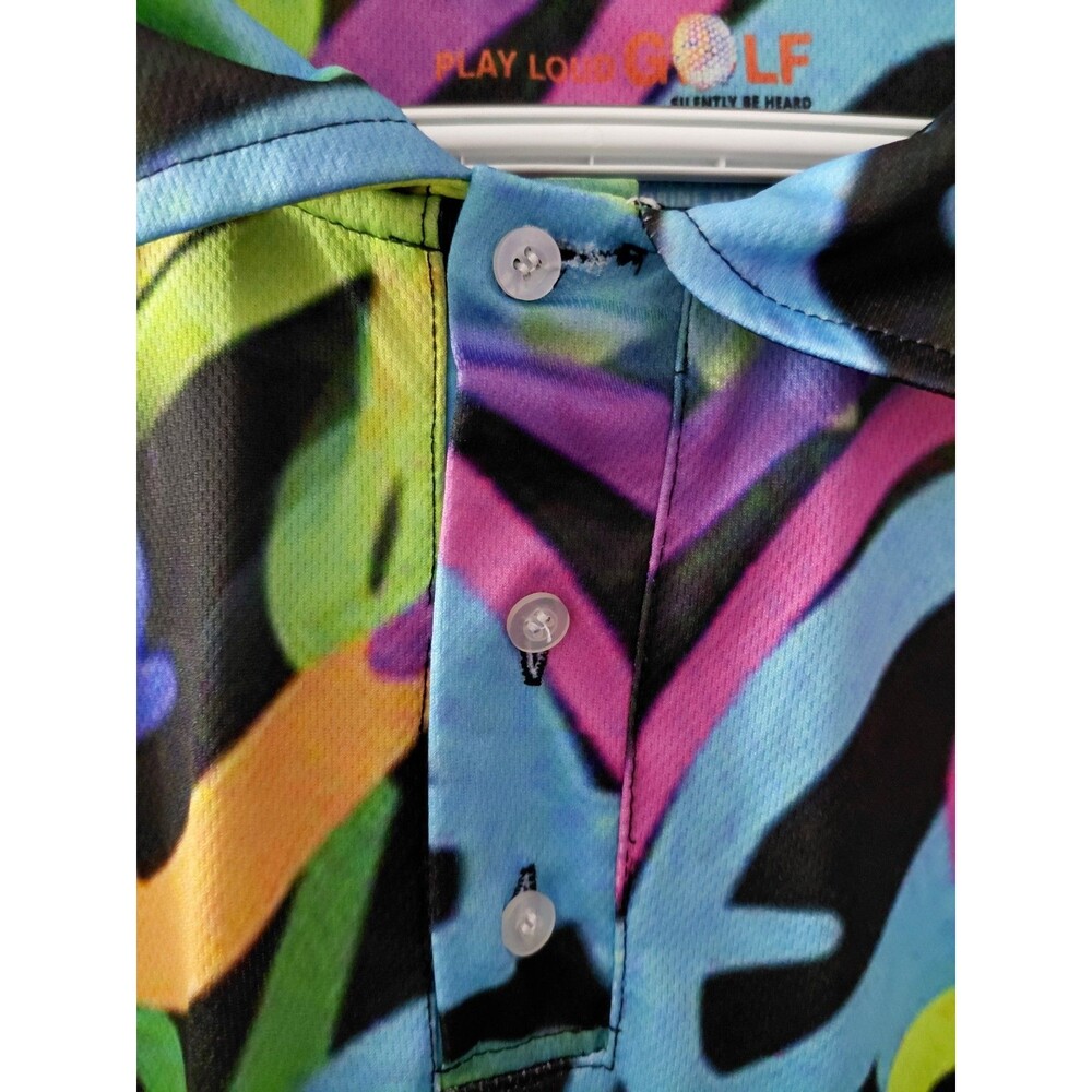 Play Loud Golf Polo Shirt Men's XL Multi Color Psychedelic Swirl Performance - Picture 2 of 9